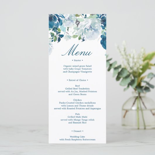 Mitternacht Blooms Wedding Menu Programm (Stehend Vorderseite)