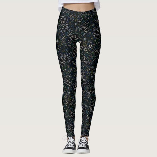 Mitternacht Blossom Elegance Leggings (Vorderseite)