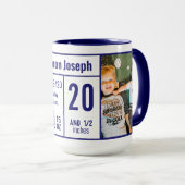 Mitternacht Blue Baby Boy Foto Birth Record Tasse (VorderseiteRechts)