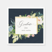 Mitternacht Blue Blush Abschluss Napkins Serviette (Vorderseite)