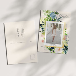 Mitternacht Blue Blush Foto Abschluss Ankündigungspostkarte