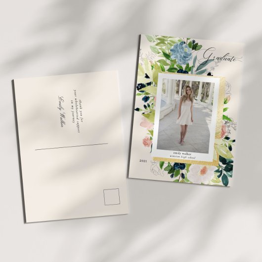 Mitternacht Blue Blush Foto Abschluss Ankündigungspostkarte