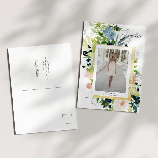 Mitternacht Blue Blush Foto Abschluss Ankündigungspostkarte