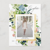 Mitternacht Blue Blush Foto Abschluss Ankündigungspostkarte (Vorderseite)