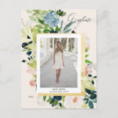 Mitternacht Blue Blush Foto Abschluss Ankündigungspostkarte (Vorderseite)