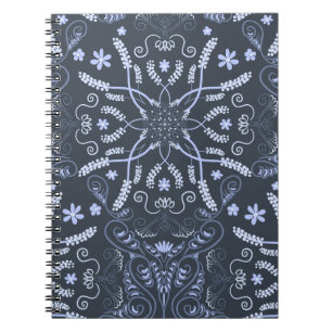 Mitternacht Blue Botanical Mandala Notizblock