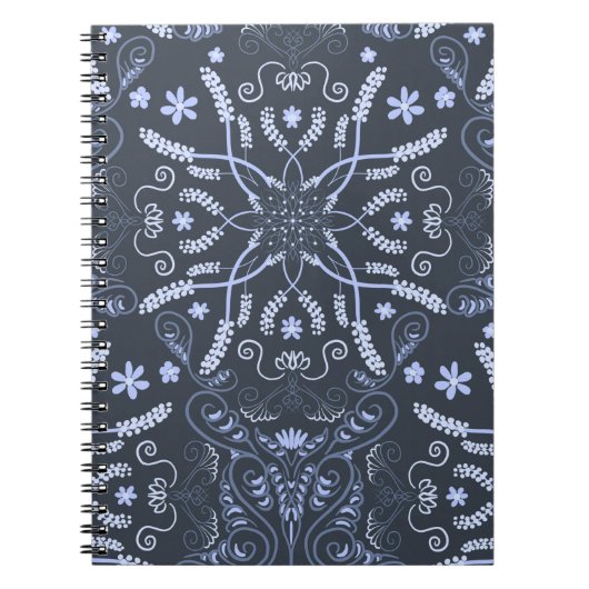 Mitternacht Blue Botanical Mandala Notizblock (Vorderseite)