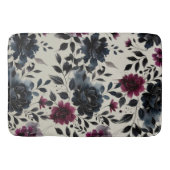 Mitternacht Blue Burgundy Inky Floral Almond Beige Badematte (Vorderseite)