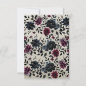 Mitternacht Blue Burgundy Inky Floral Almond UAWG RSVP Karte (Rückseite)