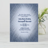 Mitternacht Blue Denim Wedding Einladung (Stehend Vorderseite)