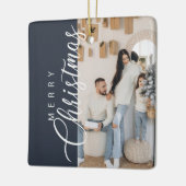 Mitternacht Blue Frohe Weihnachten Foto Keramikornament (Links)