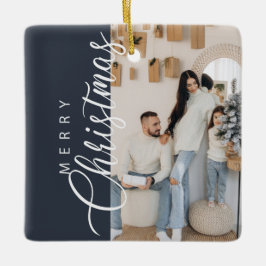 Mitternacht Blue Frohe Weihnachten Foto Keramikornament