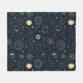 Mitternacht Blue Gold Star Konstellation Muster Fleecedecke (Vorderseite (Horizontal))