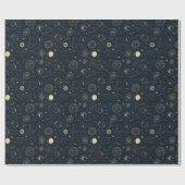Mitternacht Blue Gold Star Konstellation Muster Geschenkpapier (Flach)