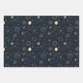 Mitternacht Blue Gold Star Konstellation Muster Geschenkpapier Set (Vorderseite 3)