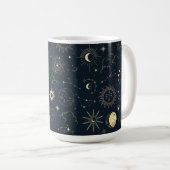 Mitternacht Blue Gold Star Konstellation Muster Kaffeetasse (VorderseiteRechts)