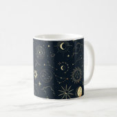 Mitternacht Blue Gold Star Konstellation Muster Kaffeetasse (VorderseiteRechts)