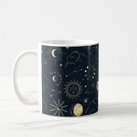 Mitternacht Blue Gold Star Konstellation Muster Kaffeetasse (Links)