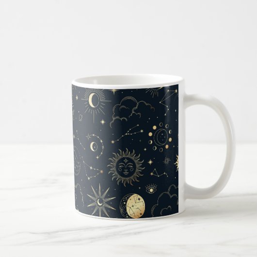 Mitternacht Blue Gold Star Konstellation Muster Kaffeetasse (Rechts)