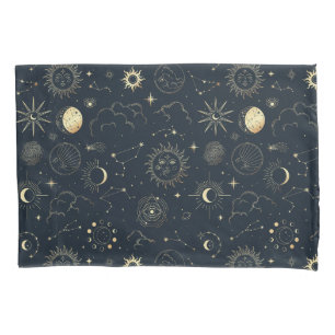 Mitternacht Blue Gold Star Konstellation Muster Kissenbezug