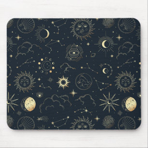 Mitternacht Blue Gold Star Konstellation Muster Mousepad