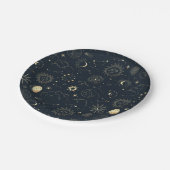Mitternacht Blue Gold Star Konstellation Muster Pappteller (Schrägansicht)