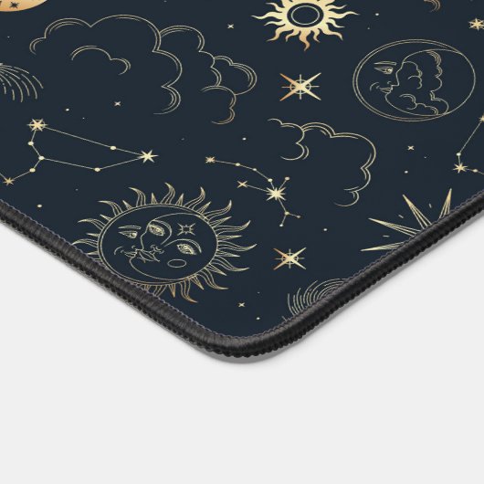 Mitternacht Blue Gold Star Konstellation Muster Schreibtischunterlage (Ecke)