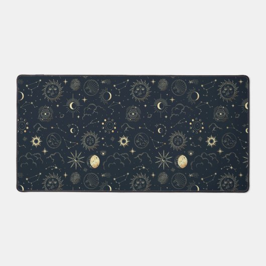 Mitternacht Blue Gold Star Konstellation Muster Schreibtischunterlage (Vorderseite)