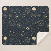 Mitternacht Blue Gold Star Konstellation Muster Sherpadecke (Vorderseite (Horizontal))