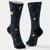 Mitternacht Blue Gold Star Konstellation Muster Socken (Gewinkelt)