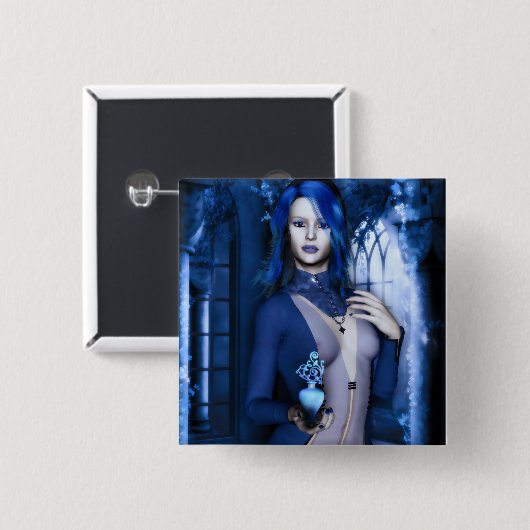 Mitternacht Blue Goth Witze Fantasy Button (Vorne & Hinten)