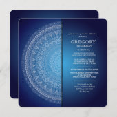 Mitternacht Blue Mandala Einladung (Vorne/Hinten)