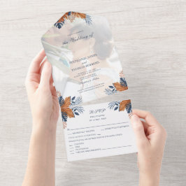 Mitternacht Blue Monstera All in One Wedite Einlad Einladung