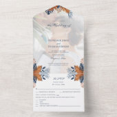 Mitternacht Blue Monstera All in One Wedite Einlad Einladung (Innen Boden)