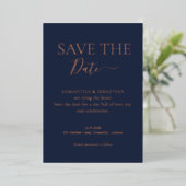 Mitternacht Blue Real Foil Save the Date Folien Feiertagskarte (Stehend vorne)