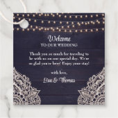 Mitternacht Blue Rustic Elegance Gastgeschenk Hoch Geschenkanhänger (Vorderseite)