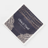 Mitternacht Blue Rustic Elegance Wedding Napkins Serviette (Ecke)