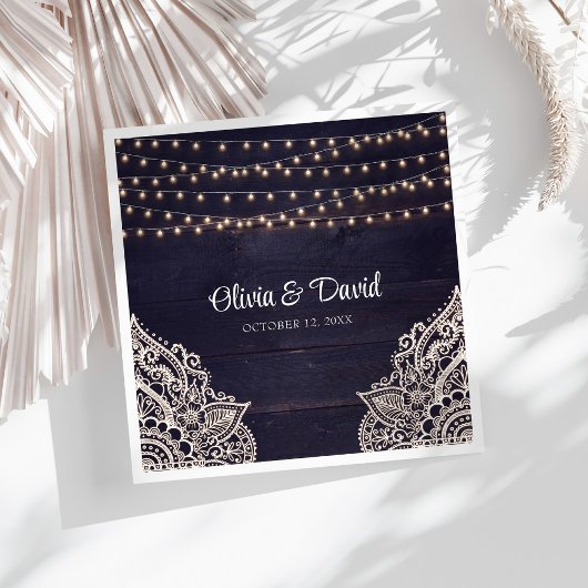 Mitternacht Blue Rustic Elegance Wedding Napkins Serviette