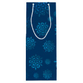 Mitternacht Blue Snowflake Pattern Weinbeutel Geschenktüte Für Weinflaschen (Rückseite)