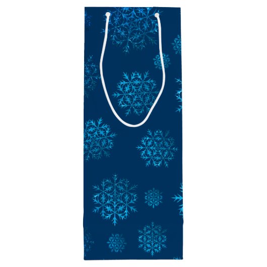 Mitternacht Blue Snowflake Pattern Weinbeutel Geschenktüte Für Weinflaschen (Rückseite)