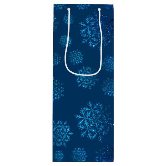 Mitternacht Blue Snowflake Pattern Weinbeutel Geschenktüte Für Weinflaschen (Vorderseite)
