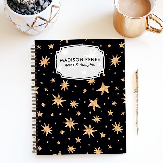 Mitternacht Blue Starry Sky Notizblock