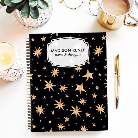 Mitternacht Blue Starry Sky Notizblock