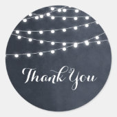 Mitternacht Blue String Lights Danke Sticker (Vorderseite)