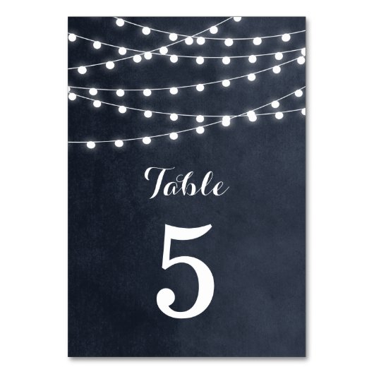Mitternacht Blue String Lights Hochzeiten Tischnum Tischnummer (Vorderseite)