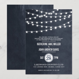 Mitternacht Blue String Lights Hochzeitseinladung Einladung