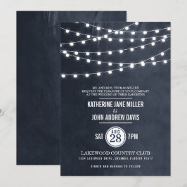 Mitternacht Blue String Lights Hochzeitseinladung Einladung