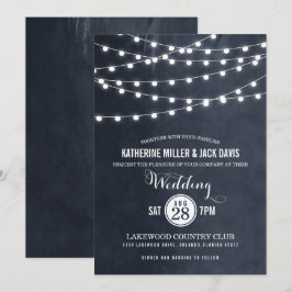 Mitternacht Blue String Lights Hochzeitseinladung Einladung