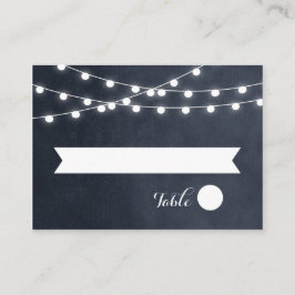 Mitternacht Blue String Lights Hochzeitskarten Platzkarte