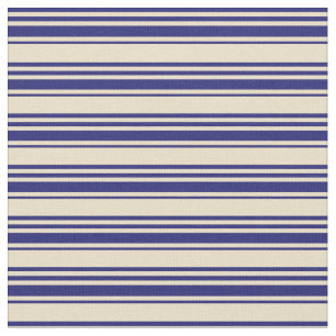 Mitternacht Blue & Tan Lined Pattern Stoff